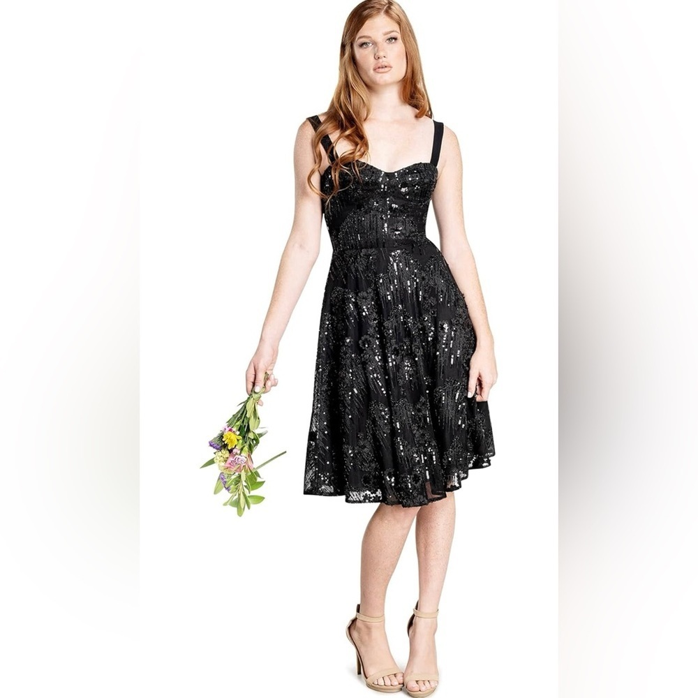 Dress the Population Women's Adelina Fit and Flare Midi Dress